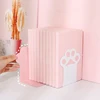 1 Pair Metal Desktop Bookends Support Cartoon Paw Book Ends Book Stopper Non-Skid For Shelves Office Home Library 2
