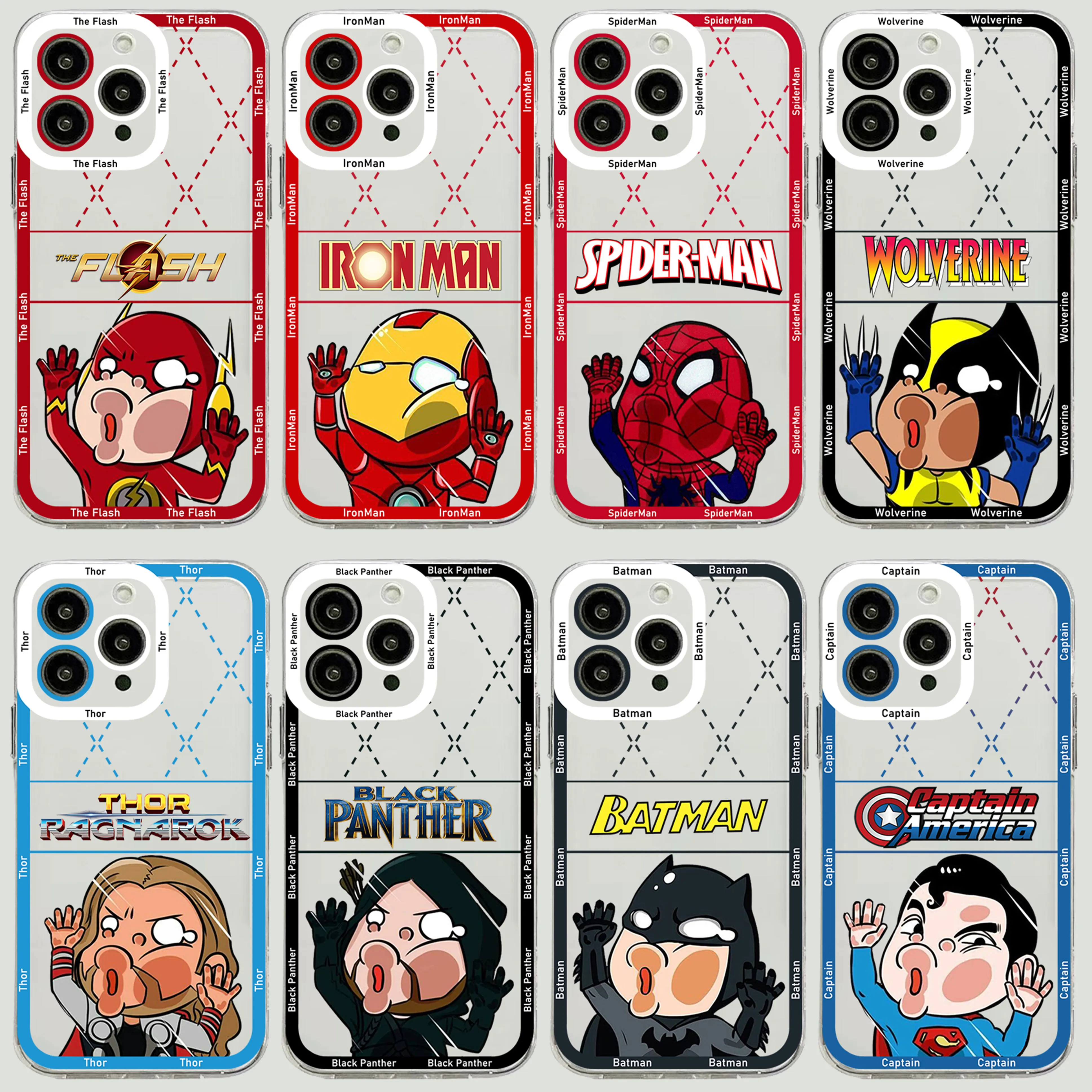 

Funny Marvel DC SpiderMan IronMan Batman Phone Case For Xiaomi Redmi Note 12C 11 10 Pro Plus 10C 9A 9C 9T 4G 5G Transparent Capa