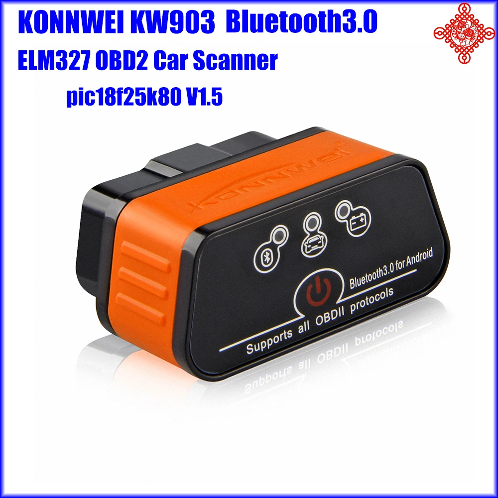 Konnwei kw903 elm327 obd2 scanner de carro bluetooth 3.0 compatível ...