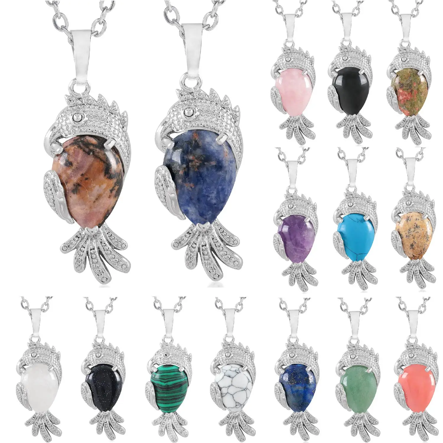 

Natural Crystal Rose Quartz Amethyst Gemstone Exquisite Lovely Little Dolphin Pendants Necklaces Fashion Jewelry For Men Women