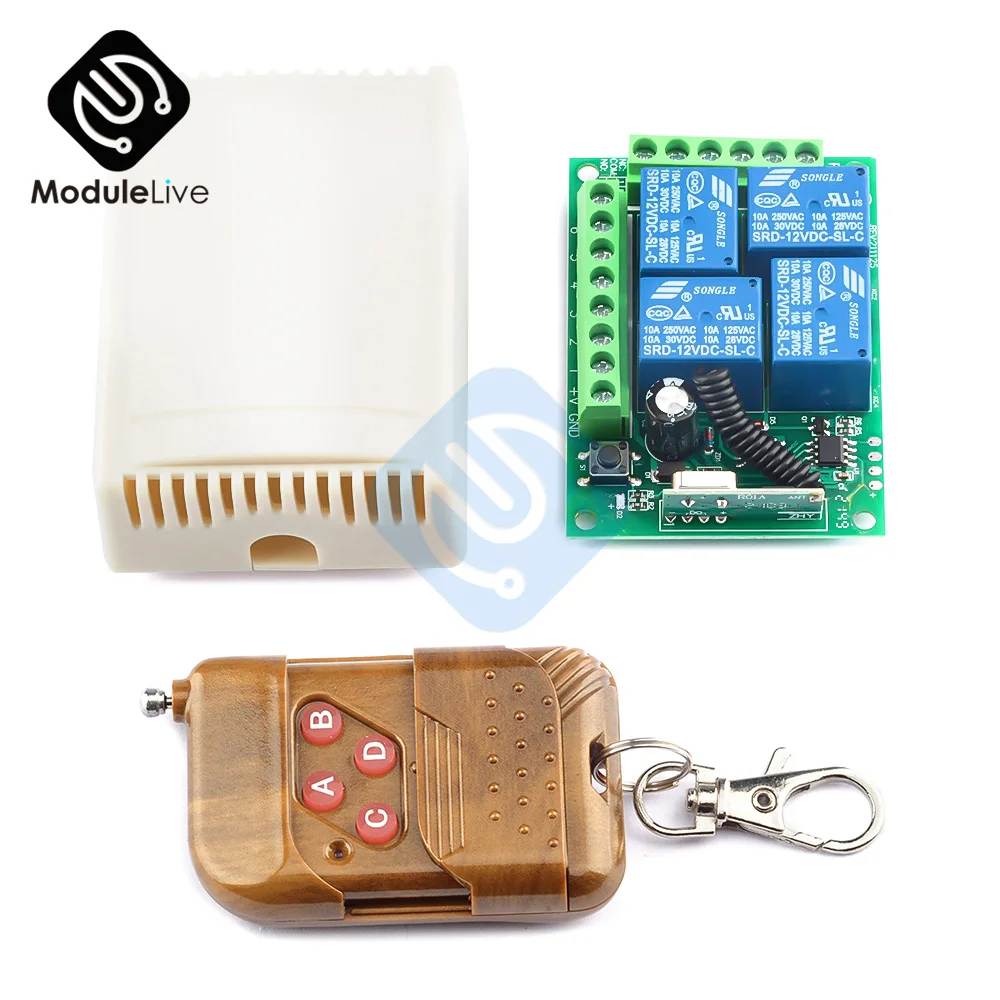 12v 433mhz Relay Module 4ch | Remote Control Switch | Relay Receiver ...