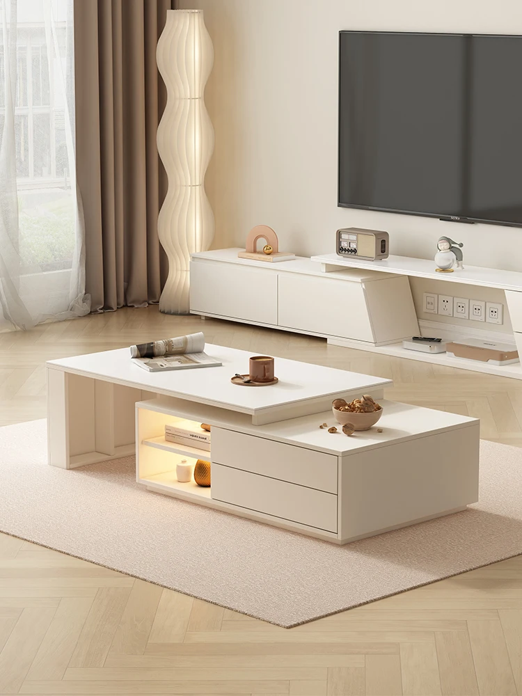 

Выдвижной квадратный чайный столик для гостиной с французским кремом