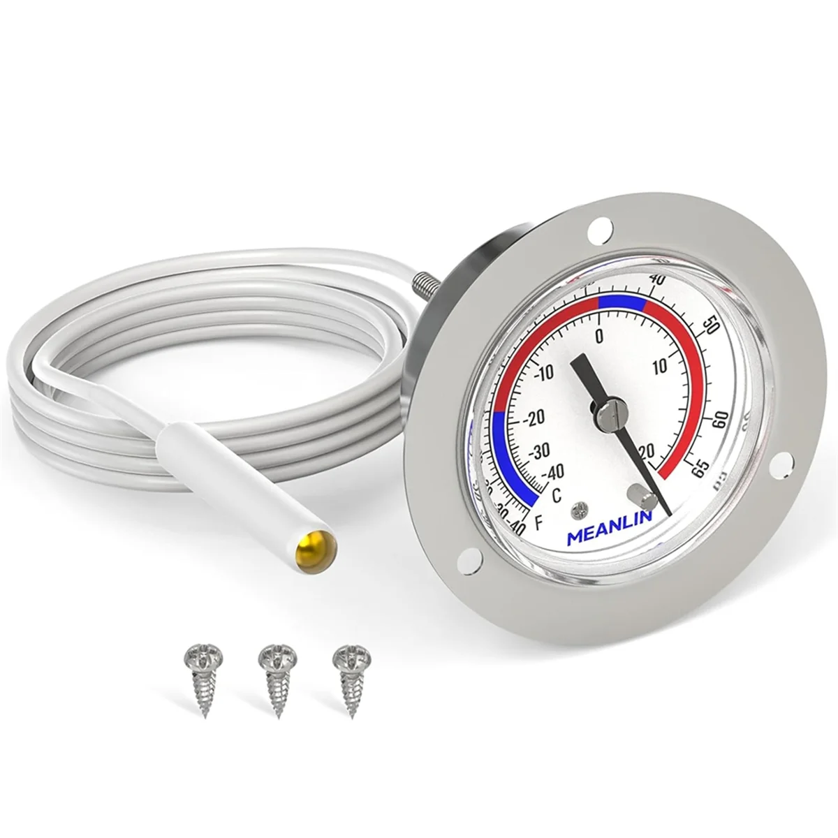 A04R-1 Pcs Vapor Capillary Refrigeration Thermometer,2 Inch Dial, 48 Inch Capillary Length,Accuracy 2%