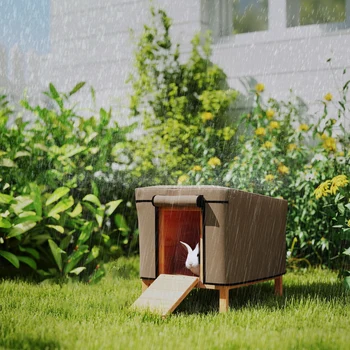 PawHut Rabbit Hutch Cover, Guinea Pig Hutch Cover for X-D2-0047, Brown