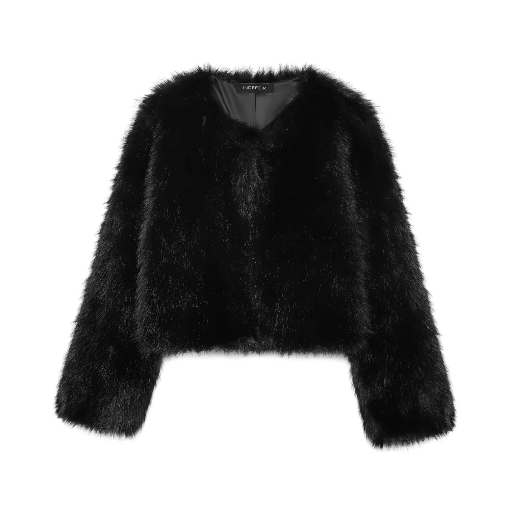 Women Autumn Winter Faux Fur Jacket Female O-Neck Long Sleeved Warm Short Coat Fashion High Street Elegant Temperament Outerwear