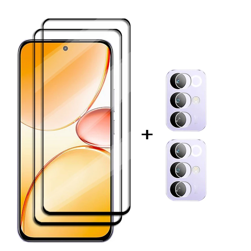 6-in-1 Full Coverage Tempered Glass Screen Protector with HD Camera Lens Film
