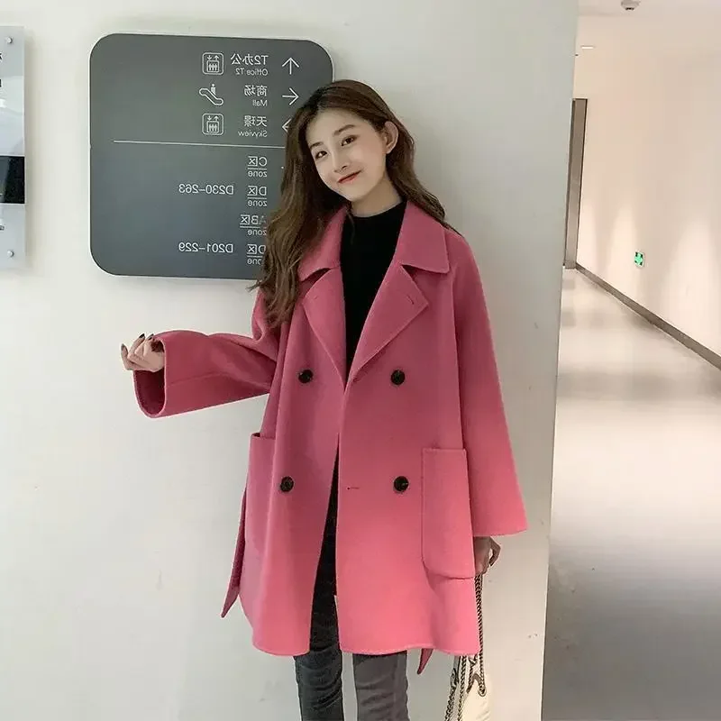 

Lksk women's woolen coat femal fashion jacket office lady loose outerwear thicken cardigan 2023 Winter female warm clothing