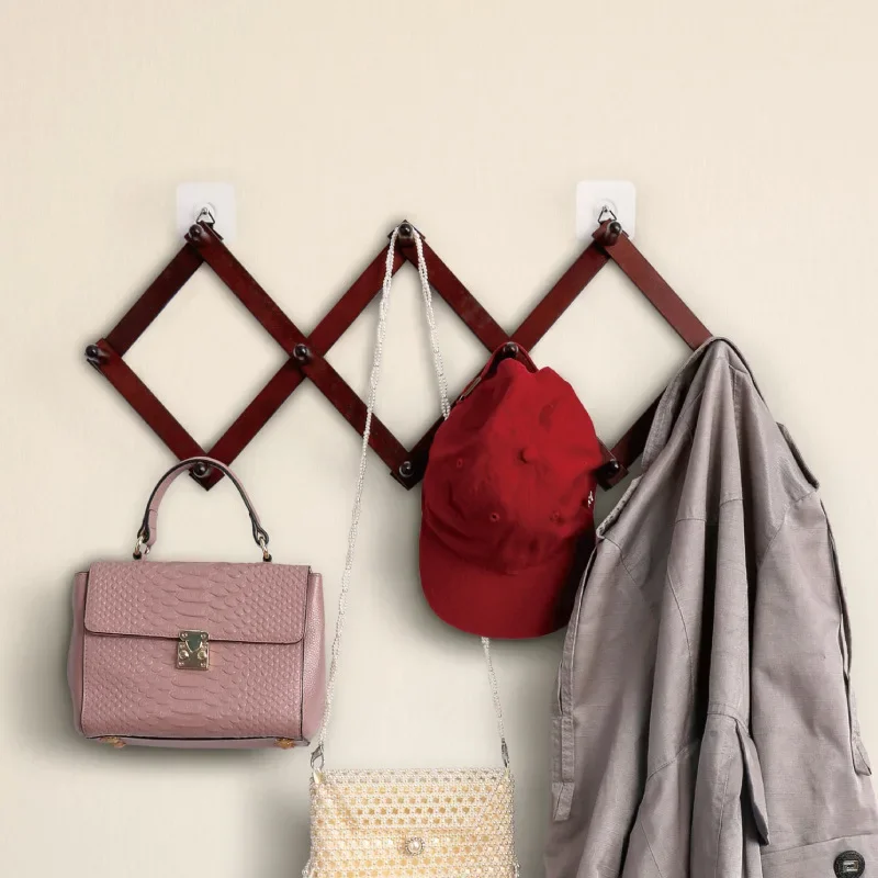 

Вешалка для одежды из массива дерева, настенная вешалка для одежды, простая Входная настенная деревянная дверь, телескопическая сумка