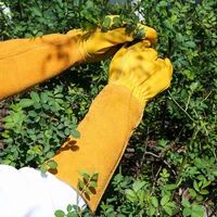 1 Pair Long Thorn Proof Rose Pruning Gloves Breathable Leather Floral Gauntlet Labor Protection Long Elbow Gloves for Women Men 1