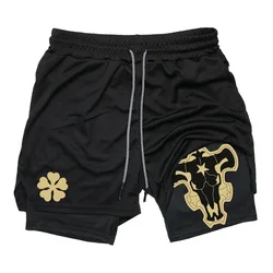 Summer Black Clover Printed Unisex Double - Layer Loose Fit Shorts - XXXL (1)
