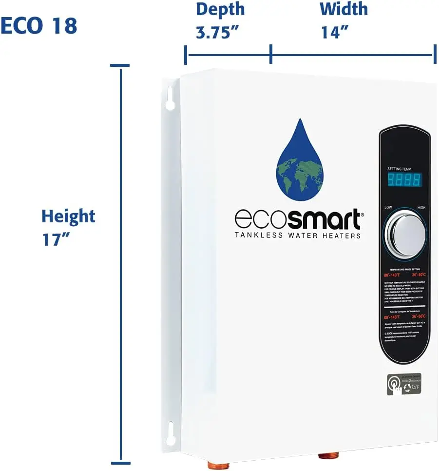 Water Heater, 18 KW at 240 Volts with Patented Self Modulating Technology