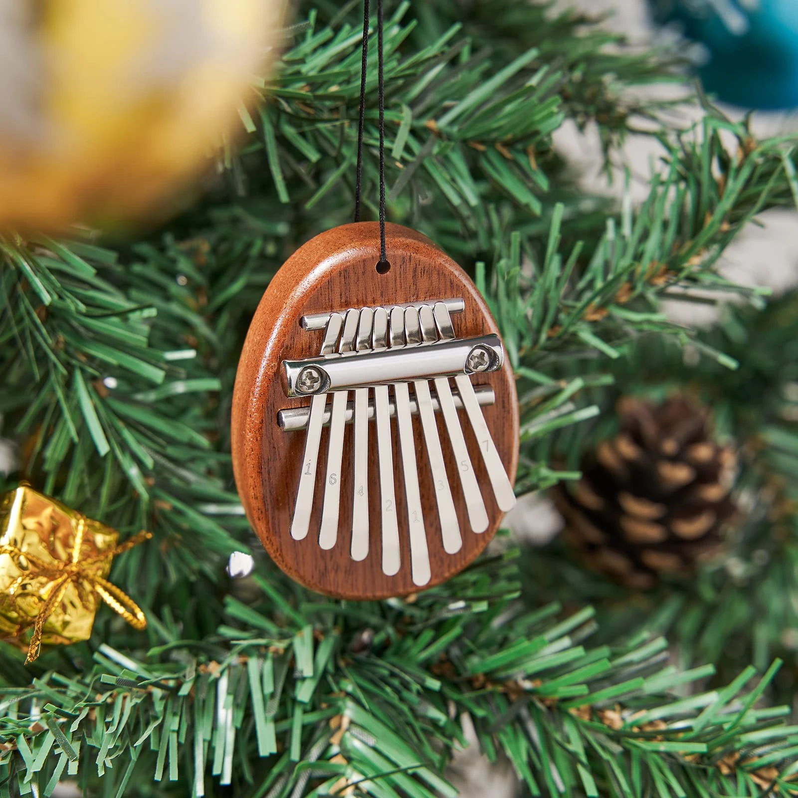 Mini Kalimba Daumenklavier mit 8 Tasten, 1 Packung, Wassertropfen-Stil, niedliches Instrument, tragbar, exquisites Geschenkset für Kinder – Detail 5