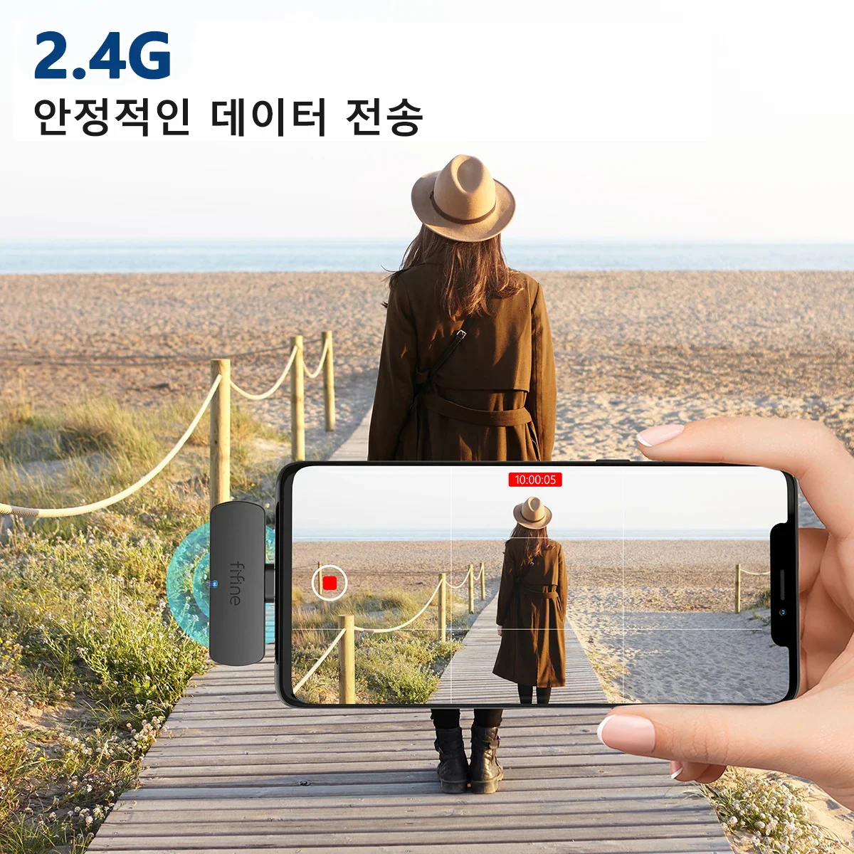 FIFINE 무선 라발리에 녹음 마이크, 휴대폰/태블릿/노트북용 Type-C 미니 마이크, 라이브 스트림/Vlog/인터뷰-M6