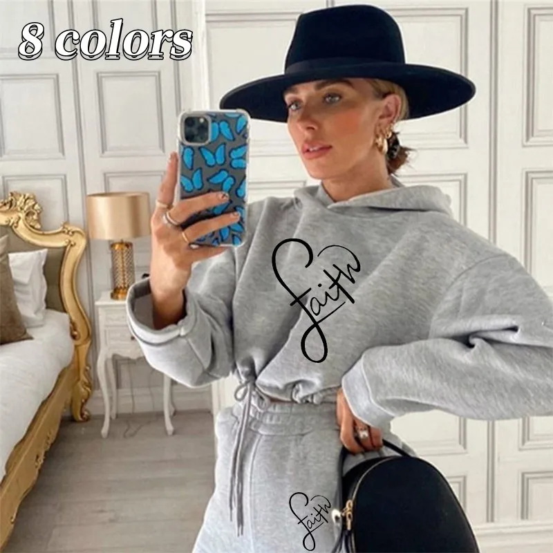 Женские спортивные костюмы на осень и зиму, модные комплекты, костюмы для бега, спортивная одежда, Модный комплект с капюшоном, трендовый сексуальный костюм