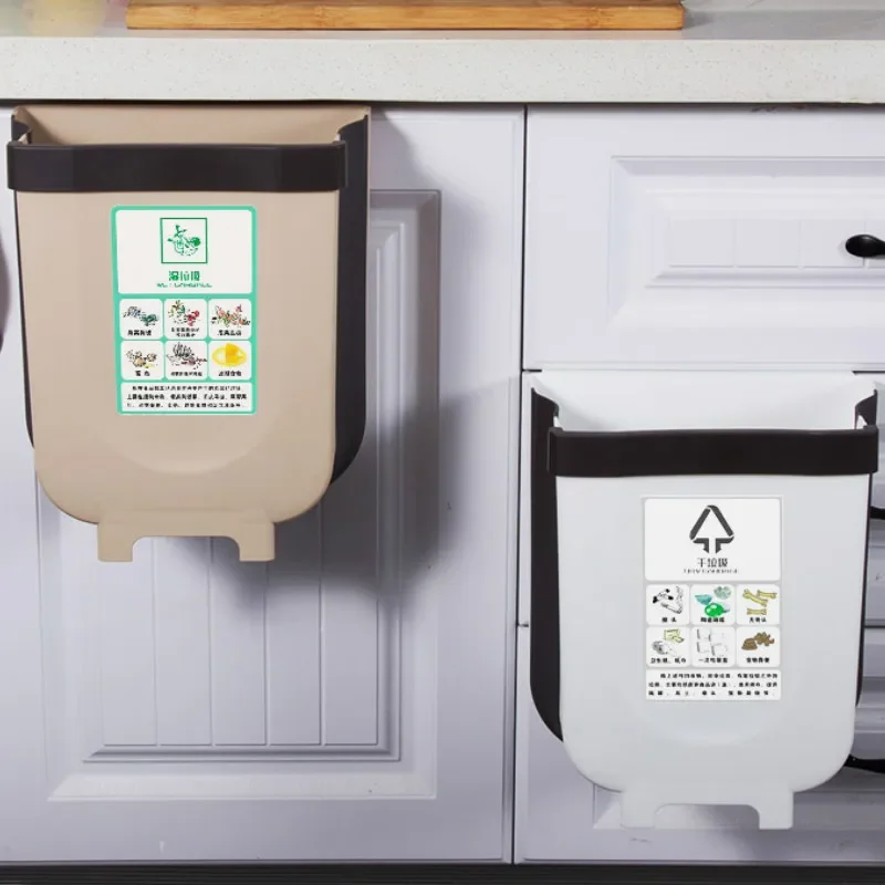 9L Folding Waste Bins Kitchen Garbage Bin Foldable Car Trash Can Wall Mounted Trashcan for Bathroom Toilet Waste Storage Bucket trash can