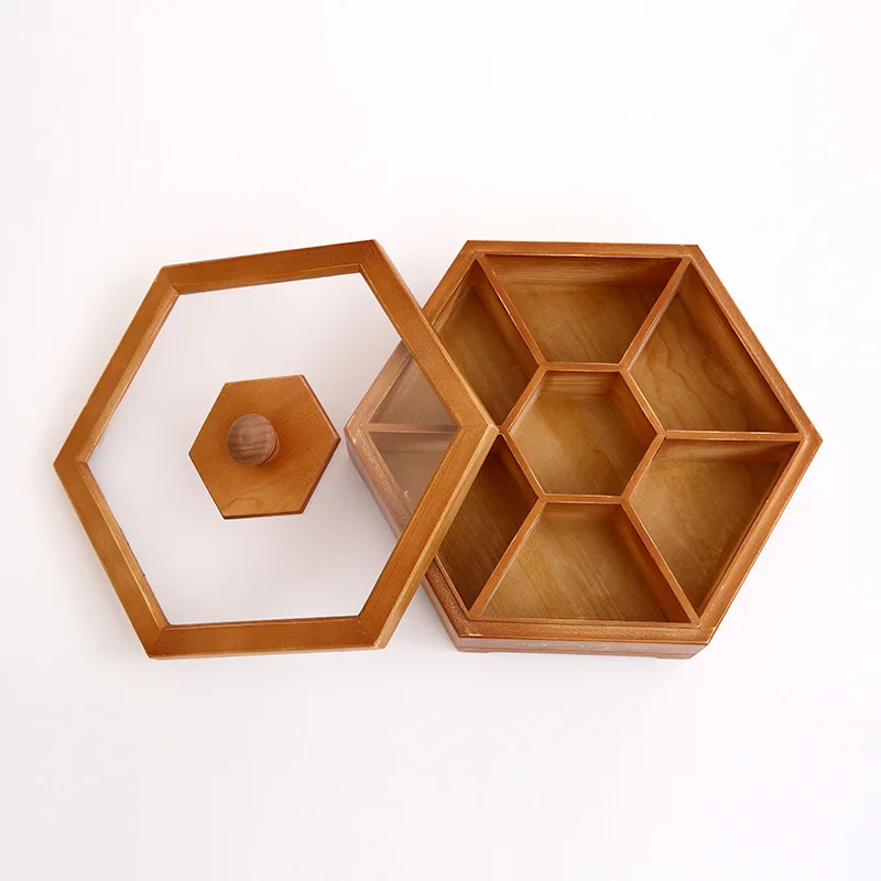 

European creative solid wood candy box with lid dry fruit snack box home wooden nuts melon storage box wedding gift food tray