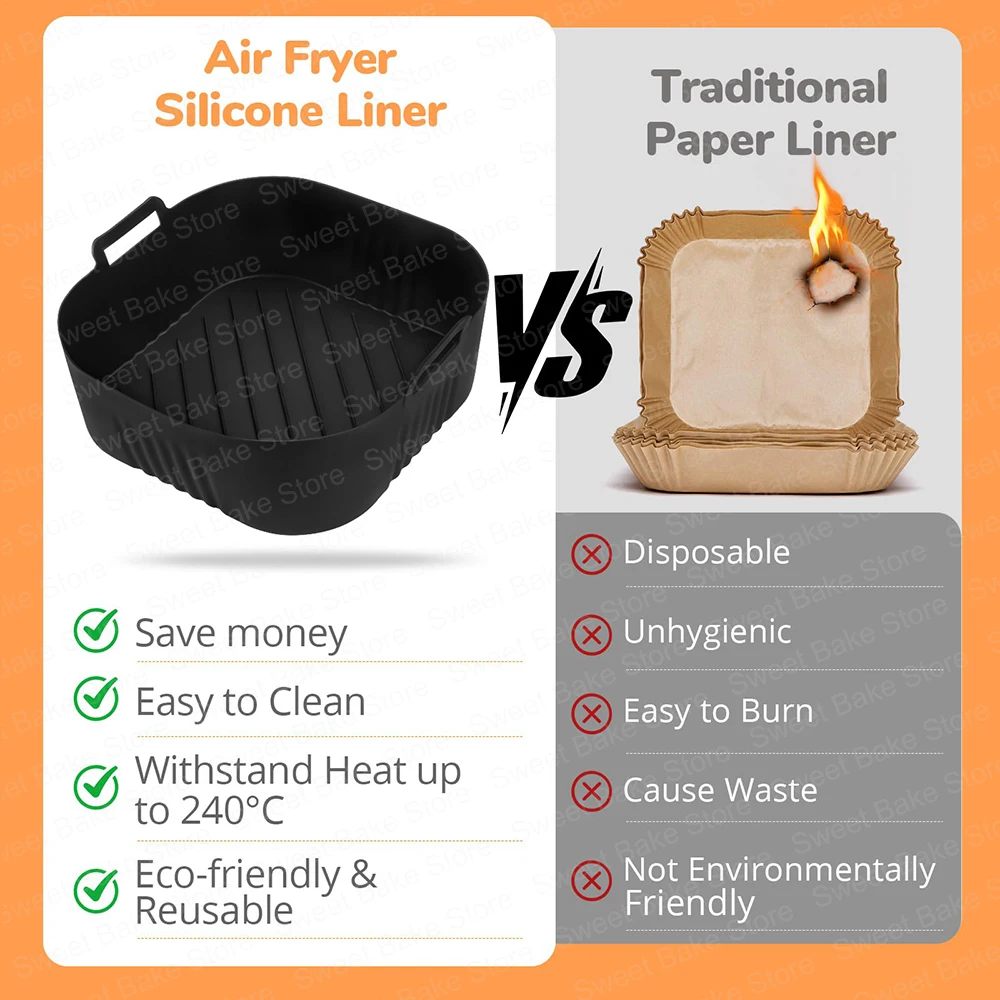 Moule Silicone Air Fryer Accessoire, 2 Pièces Panier Moule Pour Friteuse à Air Réutilisable