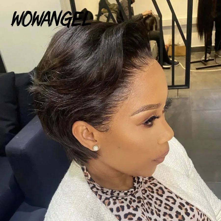 Human Hair Brazilian Hair Straight Short Pixie Cut Wig HD Lace Front Wig Melt Skins Pre Plucked Bob Wigs 13x4 Lace Front human hair wig lace front wig human hair wigs front lace wig