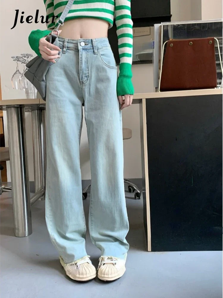 

Jielur Basic Casual Y2k Pants Baggy Woman Vintage Fashion Wide Leg Jeans High Waist Straight Denim Trouser Female Design