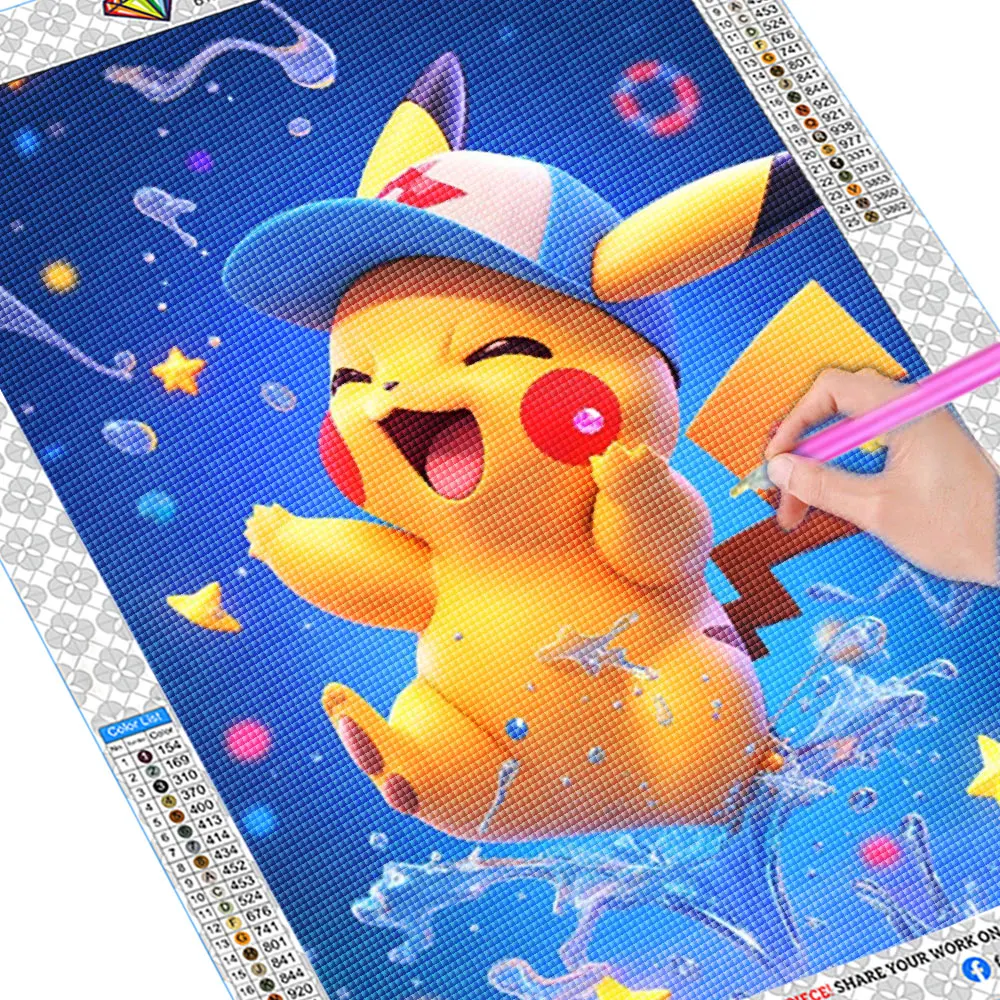 5D DIY Pokemon Diamond Painting Eevee Square Round Diamond Pikachu Picture  Cross Stitch Mosaic Embroidery Home Decoration Gift