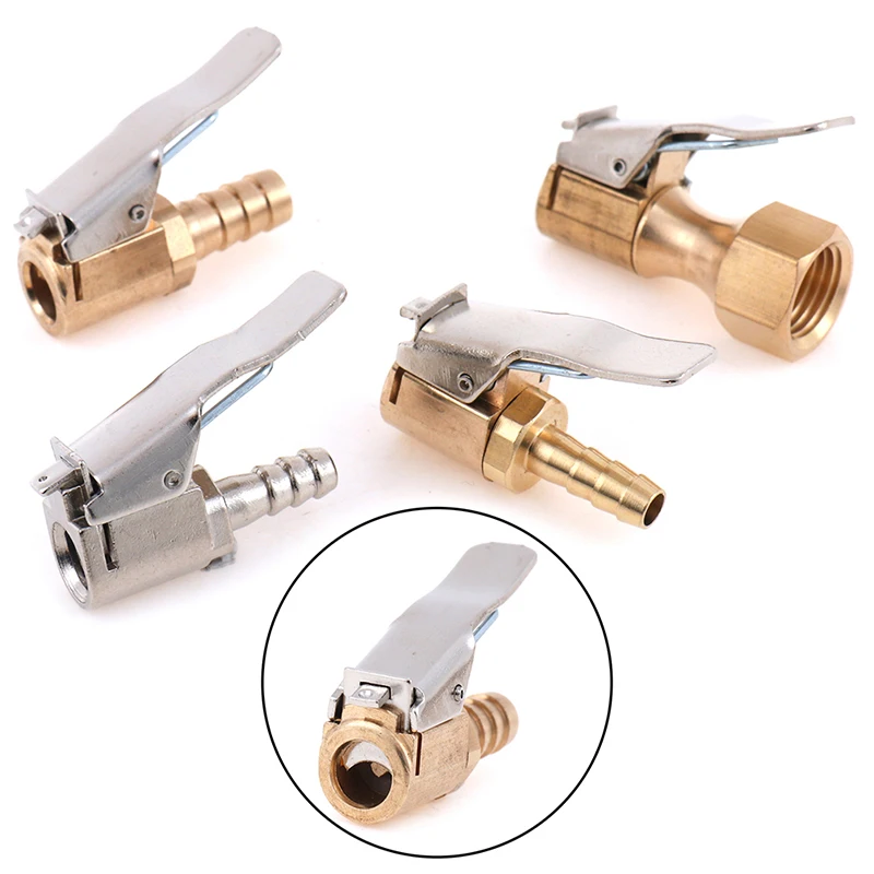 Car Auto Brass 6/8mm Tyre Wheel Air Chuck Inflator Pump Connector Valve Clip