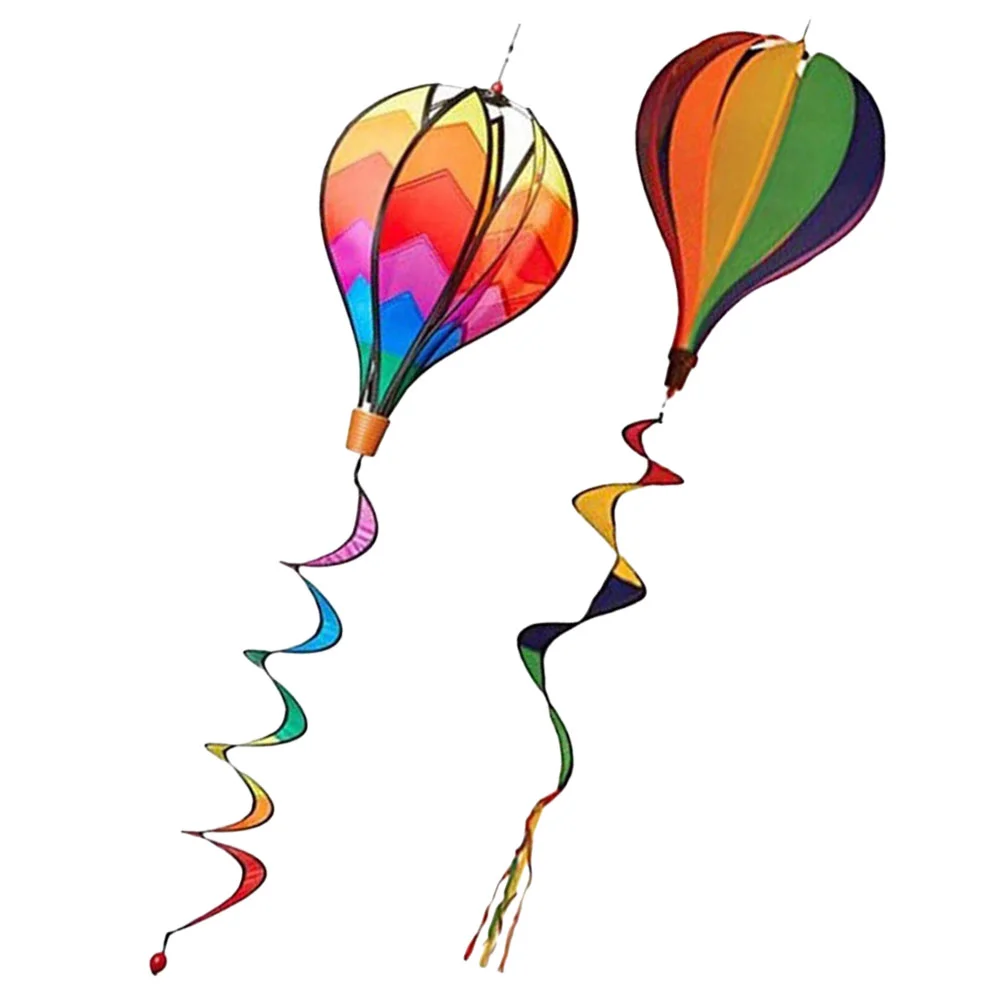 Wind Sock Wind Spinner 2pcs Hot Air Balloon Windmill Decors Garden Spinners Outdoor Layout Pendants Spiral Balloon Yard Decorations Wind Socks Spinners
