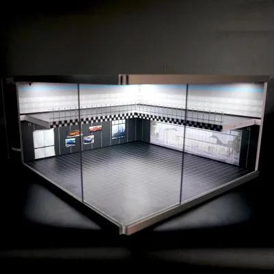 1/64 Alloy Car Model Exhibition Hall Garage Scene Double-Layer Storage Display Cabinet 3