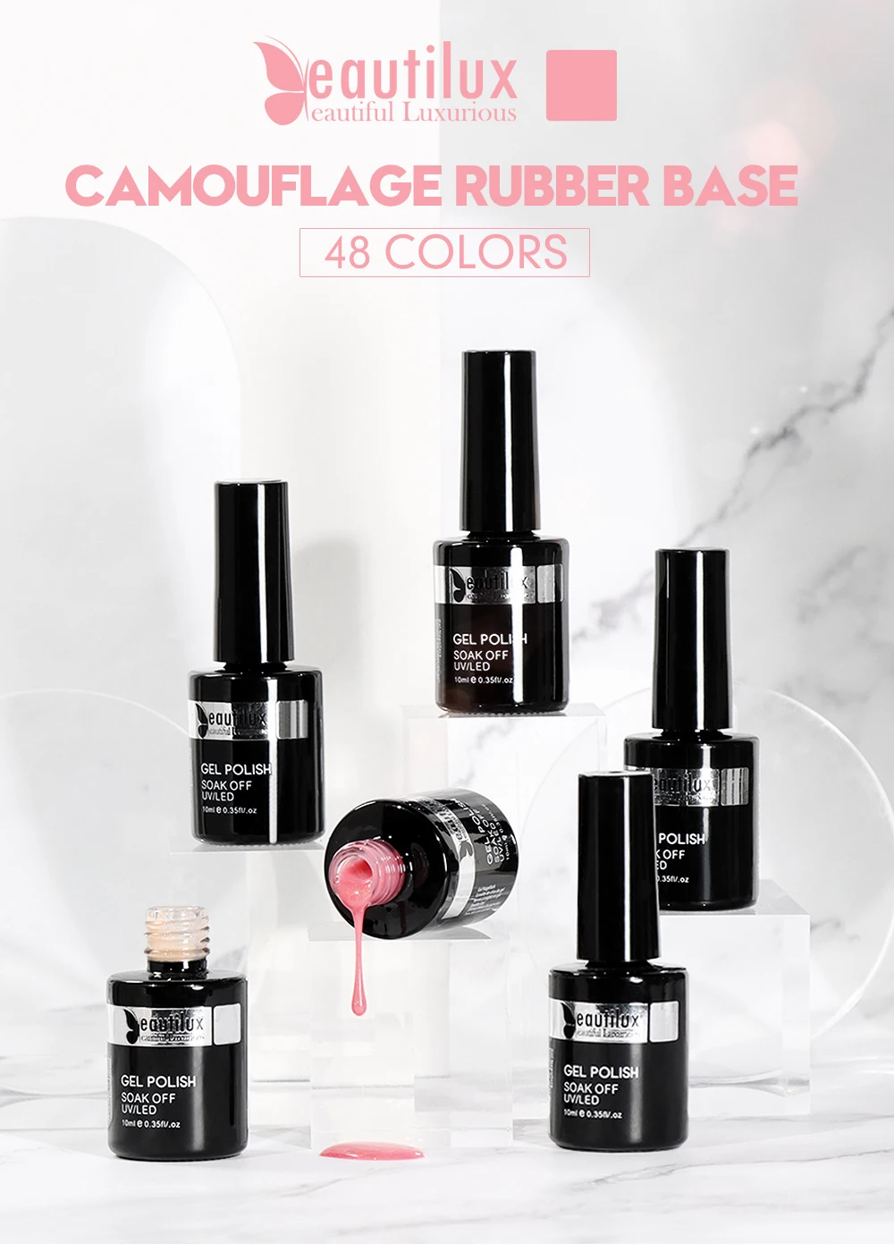 Beautilux Camouflage Rubber Base Coat Gel Milk Base For Nails White Beige Gels Nail Polish Semi Permanent Nails Ridge Filler10ml