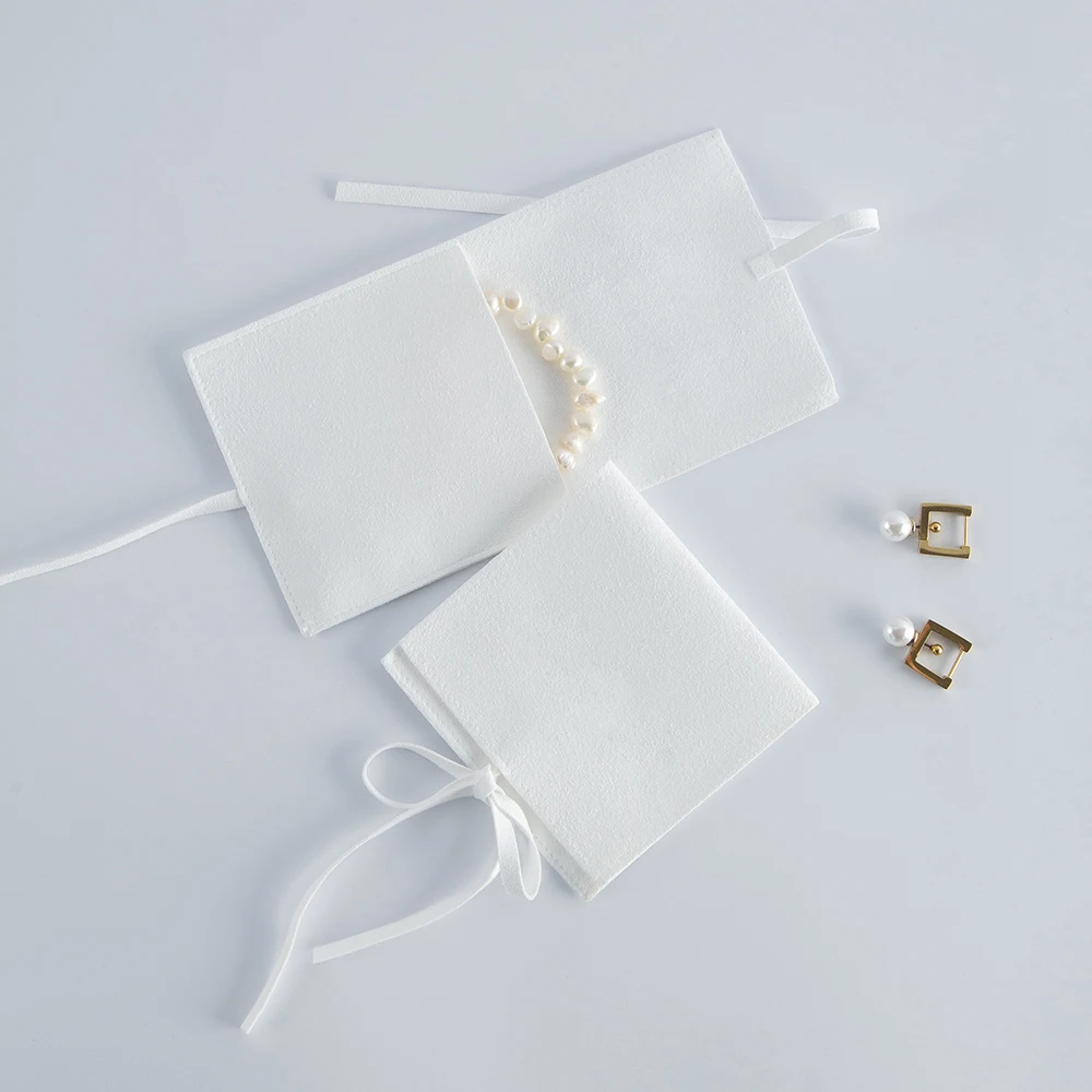 Luxury Microfiber Suede Jewelry Gift Bag Velvet Ribbon Envelope Flip Pouches Tarots Necklace Bracelet Bangle Jewelry Storage Bag