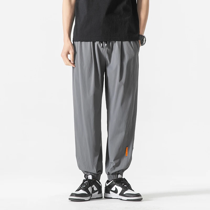 

8XL Ice Silk Summer Pants Mens Sports Plus Big Size Trousers Male Clothing Wide Leg Casual Jogging Oversize 7XL 6XL 5XL Z602