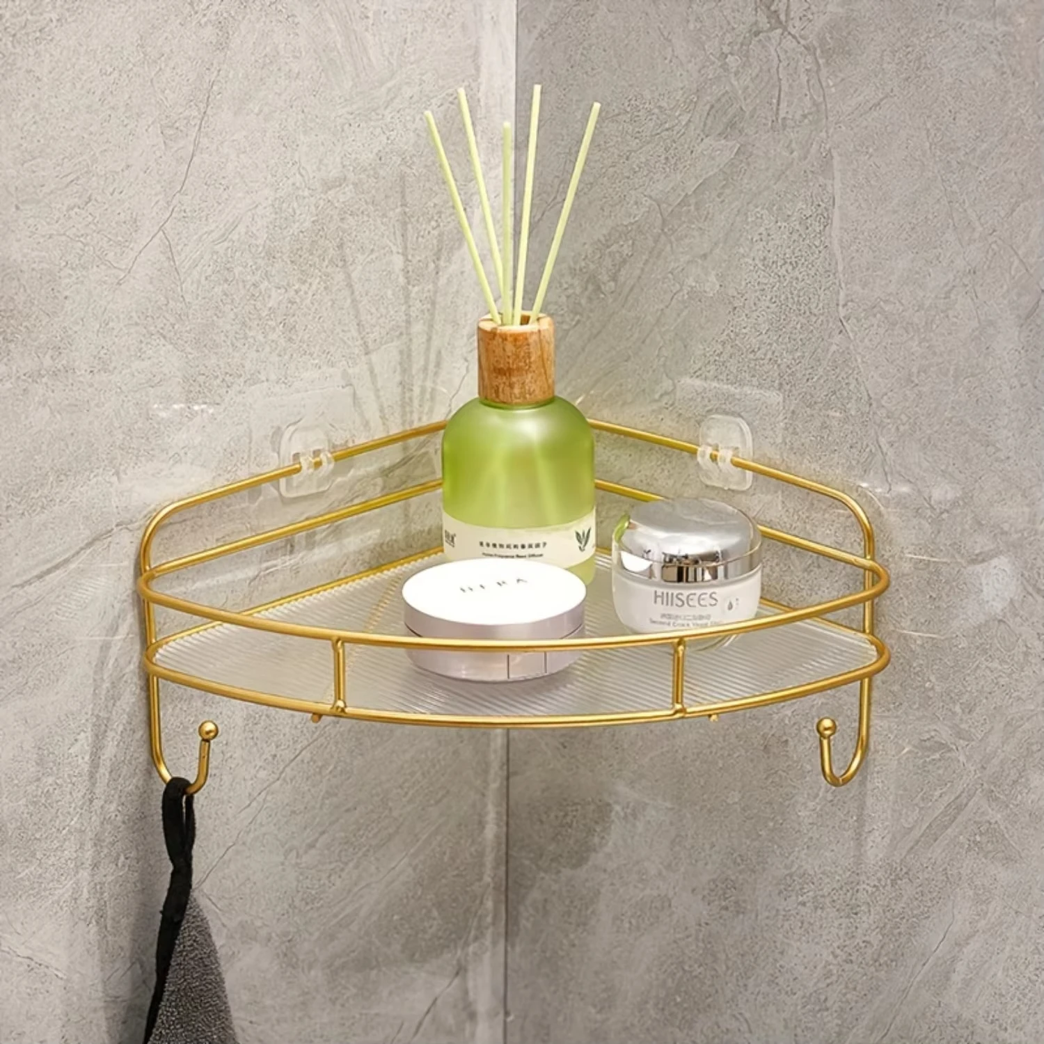 Double-Layer Bathroom Shelf Luxury Gold Shower Corner Shelf Acrylic Bathroom Organizer Shampoo Holder Bathroom Accessories 5
