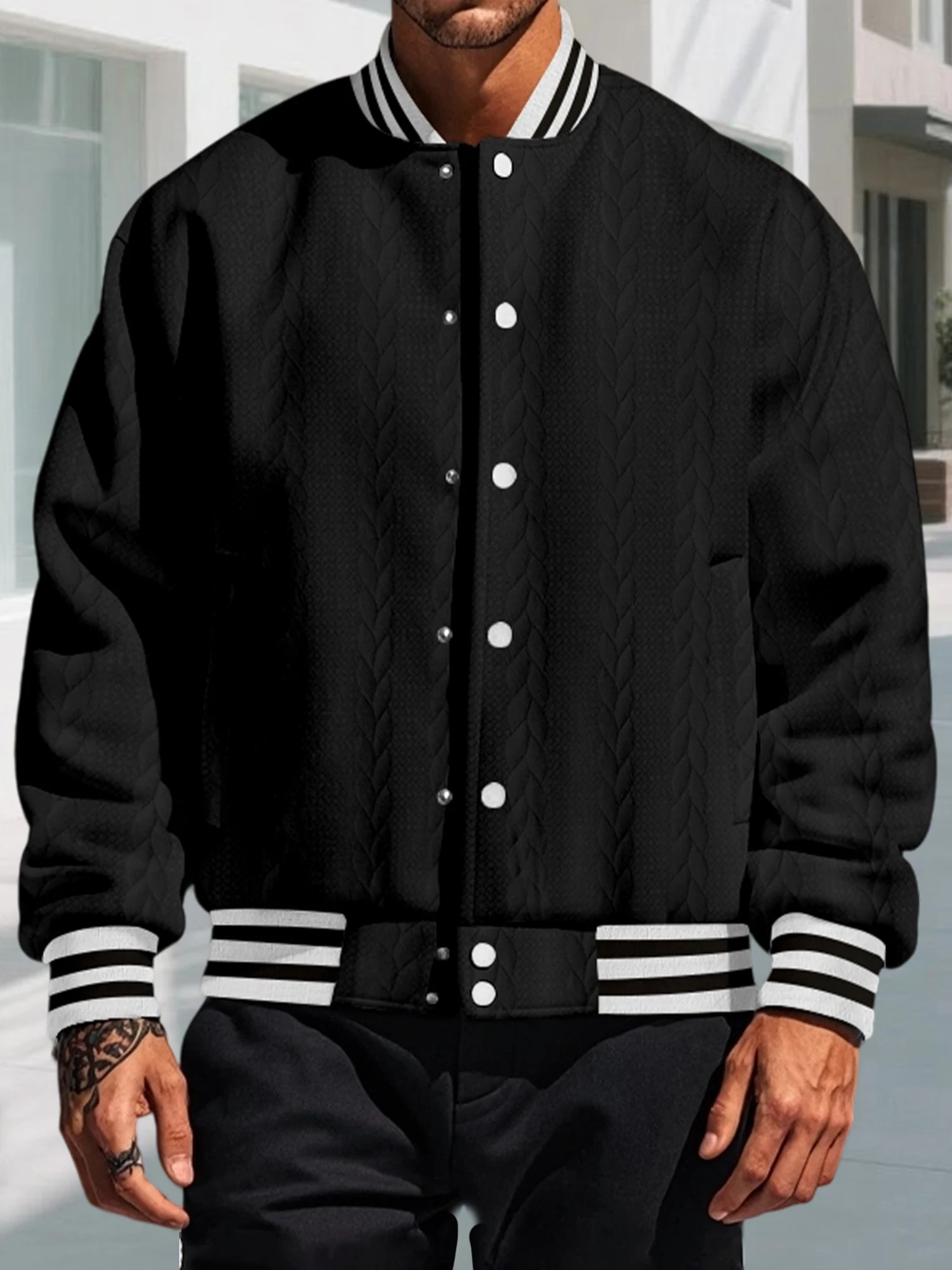 Men s Classic Bomber Jacket with Ribbed Cuffs and Hem Casual Lightweight Zip Up Baseball Coat for Fall Winter