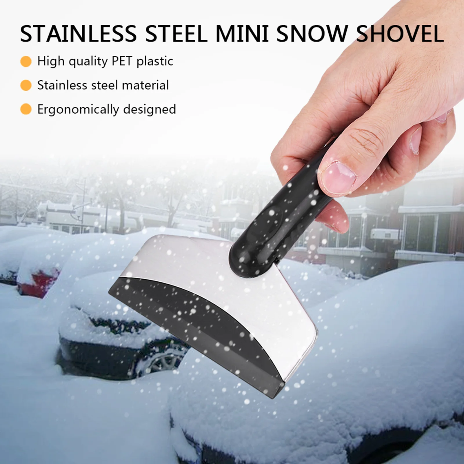 Stainless Steel Mini Car Vehicle Snow Shovel Ice Scraper Removal Cleaning Tool