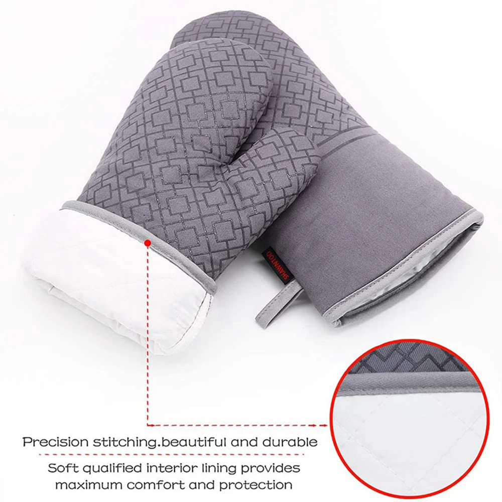 Kitchen Glove Oven Mittens And Pot Holders High Heat Resistant 600&deg; Extra Long Supplies Bbq Utensils For Baking Microwave silicone oven mitts kitchen gloves