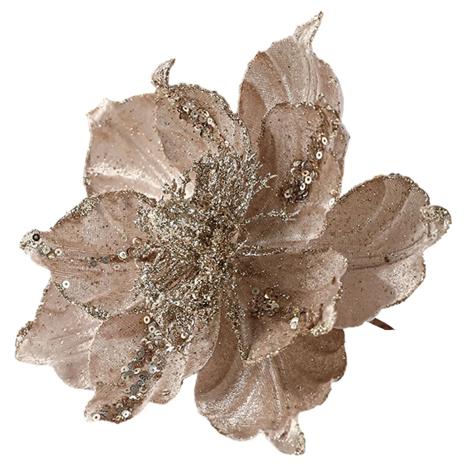 Glitter Christmas Poinsettia Flower 22cm Xmas Tree Hanging Flower DIY Wreath Merry Christmas Decorations2025 New Year Decor