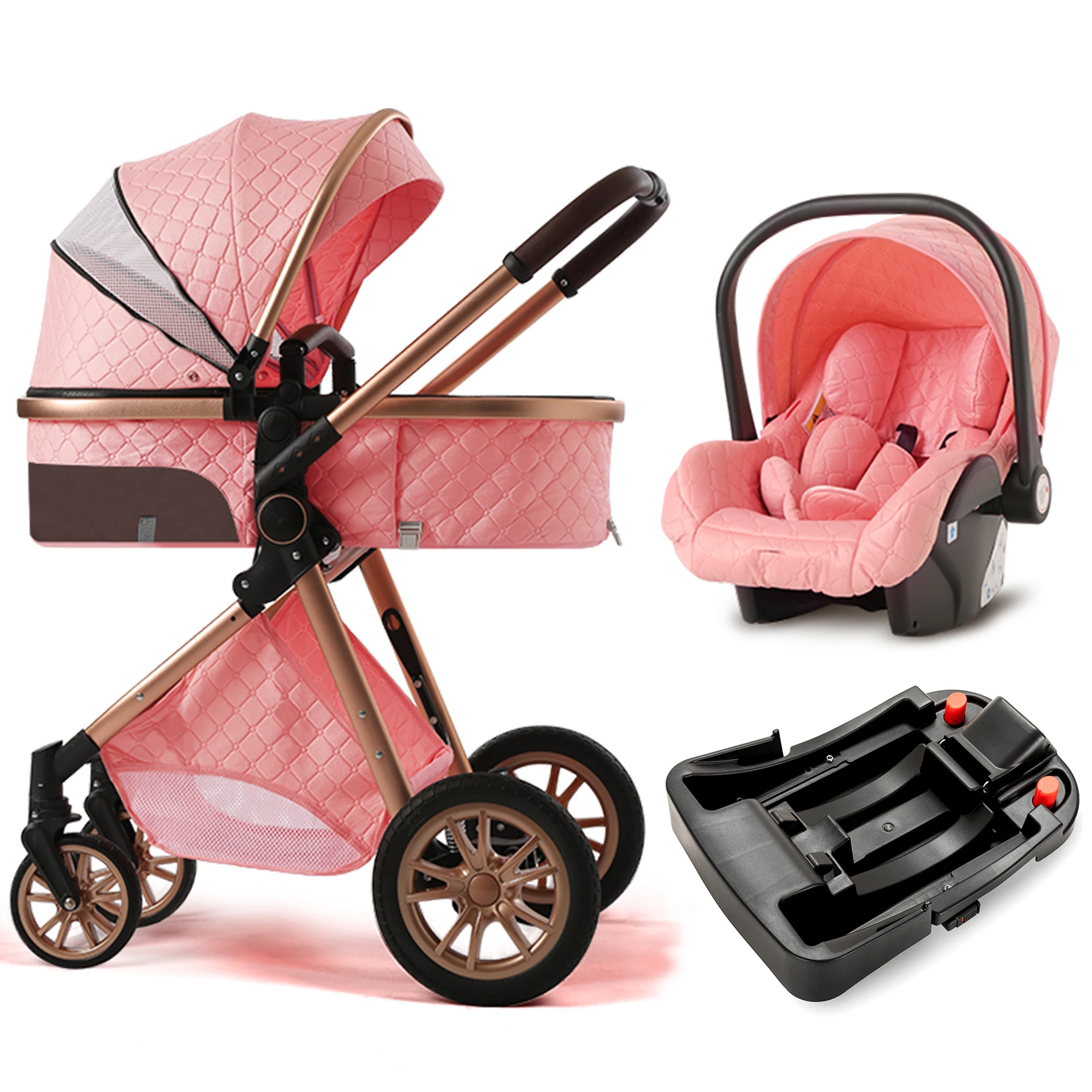 Fashion Baby Stroller 3 in 1 Baby Travel System Newborn Cart Portable Pushchair Cradel Infant Carrier