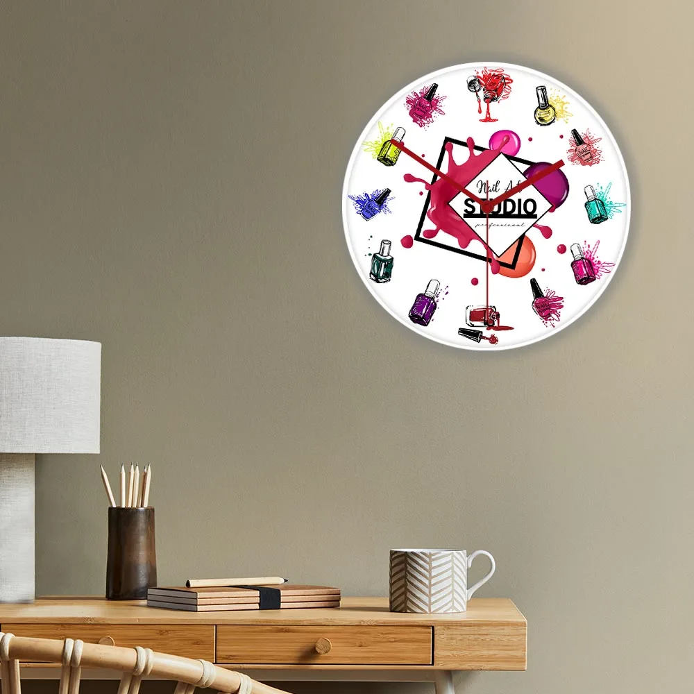 Nail Art Studio Decorative Wall Clock Silent Quartz Clock Haning Wall Watch Beauty Salon Decoration Nail Technician Gift Idea 5