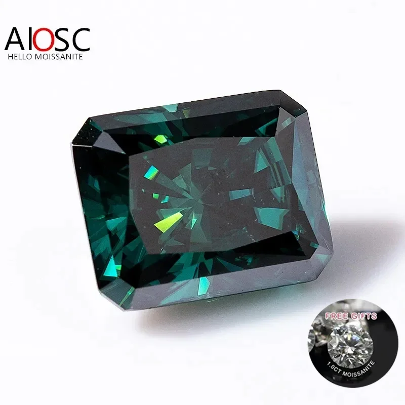 

AIOSC Radiant Cut Moissanite Loose Stones Dark Green 0.5~8.0ct Gems with GRA Certificate Factory Wholesale Pass Diamonds Tester