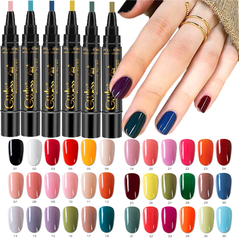 3 in 1 One Step Nail Gel Polish Pen Easy To Use UV Gel Nail Pen Soak