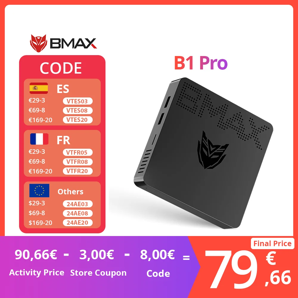 Bmax Mini Pc B1Pro Windows 11 Pro 8Gb Ram 128Gb Rom N4000 Micro Computer Desktop Dual-Band Wifi Mini Pc