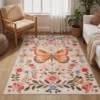 Machine Washable Rugs Soft Non Slip Pink Carpet for Living Room Butterfly Floral Print Floor Mat Bedroom Bedside Plush Rug Ковер 1