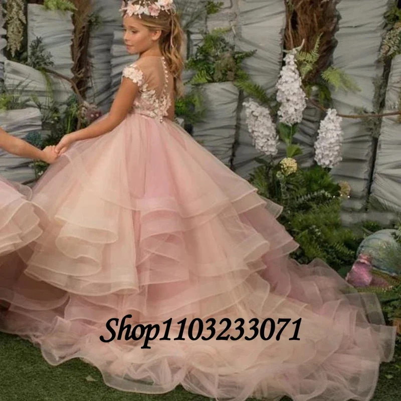 

Flower Girl Dress Lace O-Neck Ankle-Length A-LINE Princess Pageant Dress for Wedding Bridesmaid Party First Communion