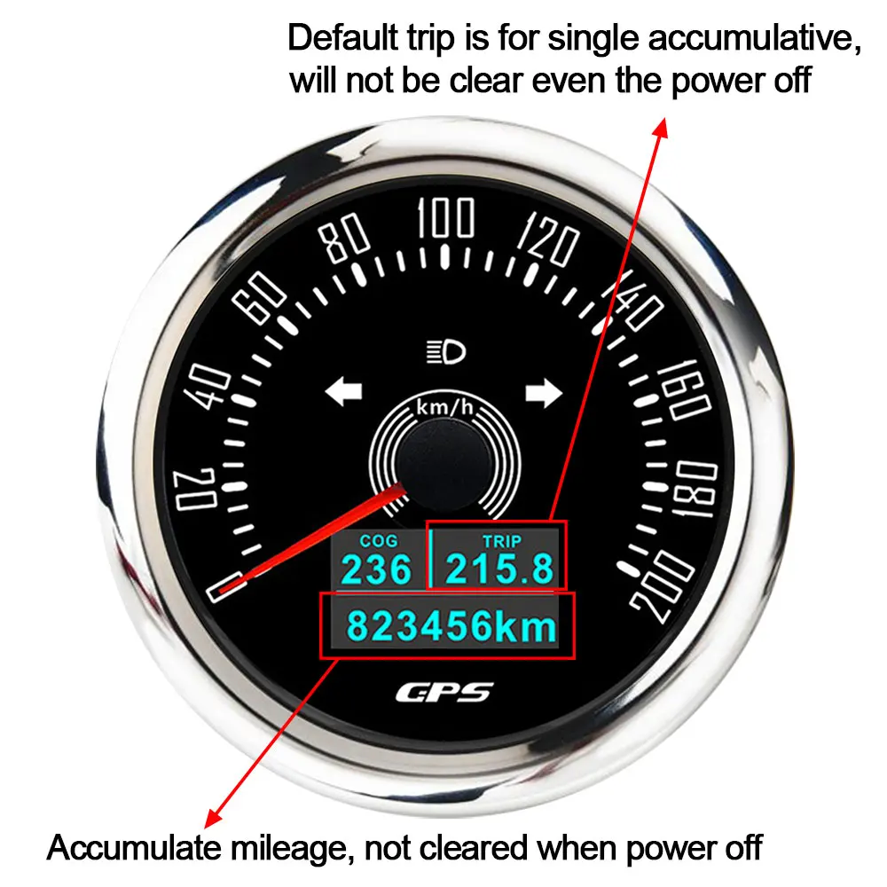 85MM GPS Speedometer 0-160MPH 0-200KMH With GPS Antenna 7 Colors Backlight Digital LED Odometer Gauge for 12V24V Car Boat Marine speed gauges speed meter