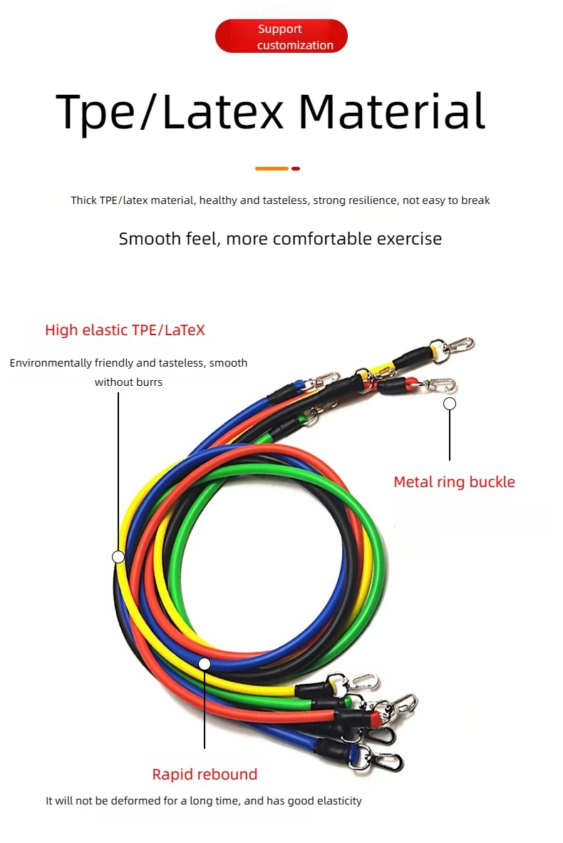 Description Picture 4 of item11pcs Pull Rope, Resistance Bands, Portable Fitness Equipment, Ankle Strap, Chest Expander, Elastic Exercise Band