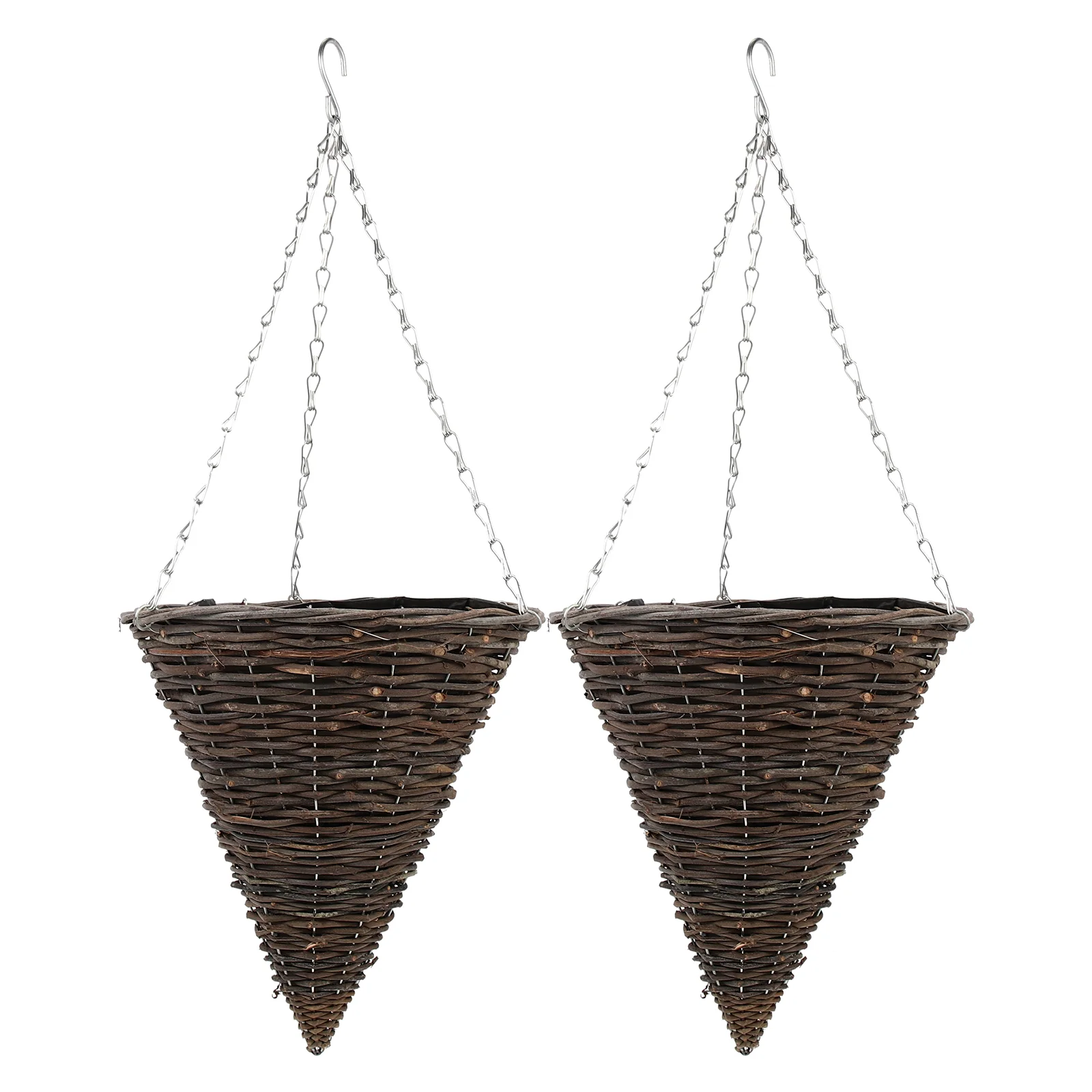 

2 Pcs Rattan Hanging Planter Wicker Hangers Saucers for Outdoors Flower Vases Flowers Arranging Basket Baskets Conical