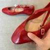 Brand Round Toe Flat Ballet Shoes Women Retro Soft Sole Mary Jane Shoes Cross-tied Comfy Low Heel Dress Shoe Casual Mules Shoes 6