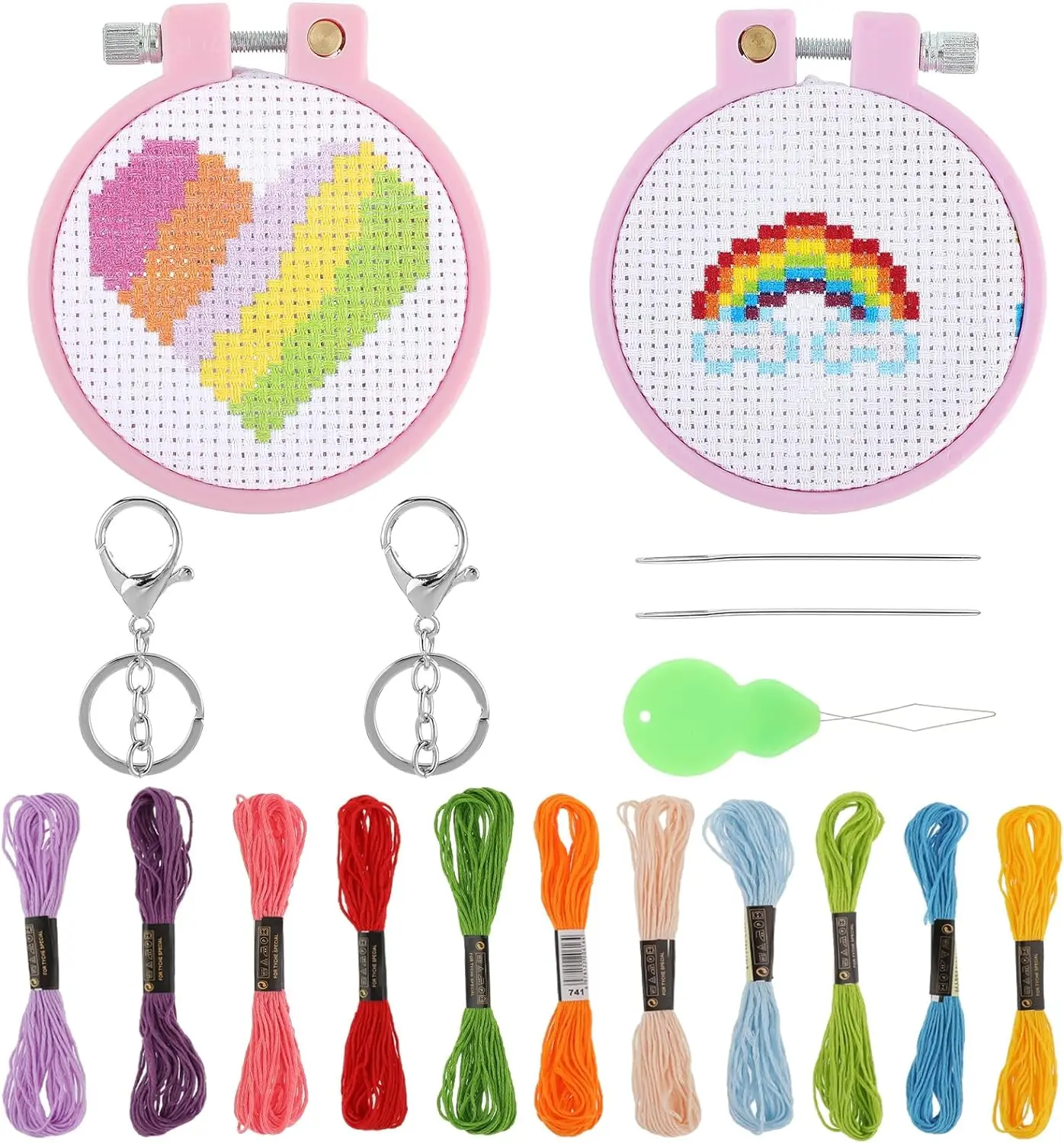 Cross Stitch Kits for Beginners Rainbow Stamped Cross Stitch Kits Needlepoint Kits Kids Embroidery Kit Arts and Crafts Kit