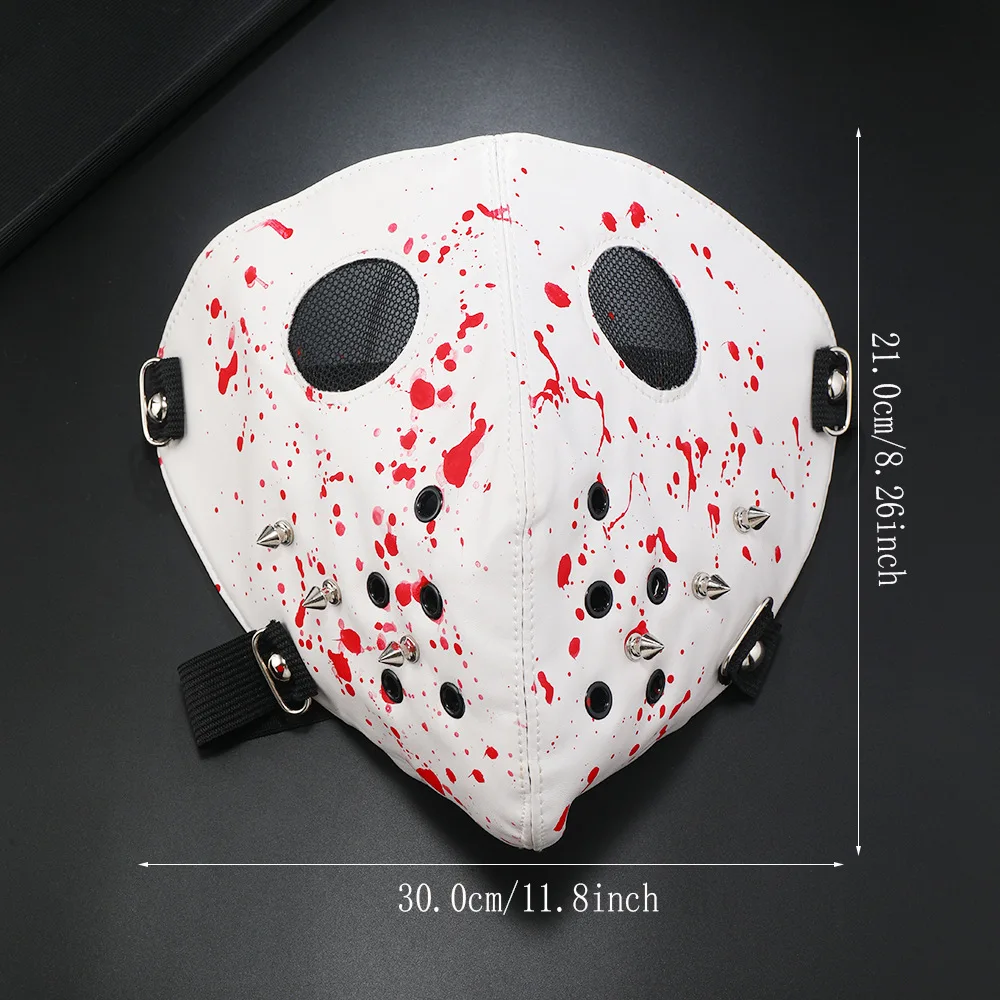 Men Women's White PU Leather Hollow Out Rivet Rock Mask Lady's Breathable Party Cosplay Halloween Mouth-muffle R1034