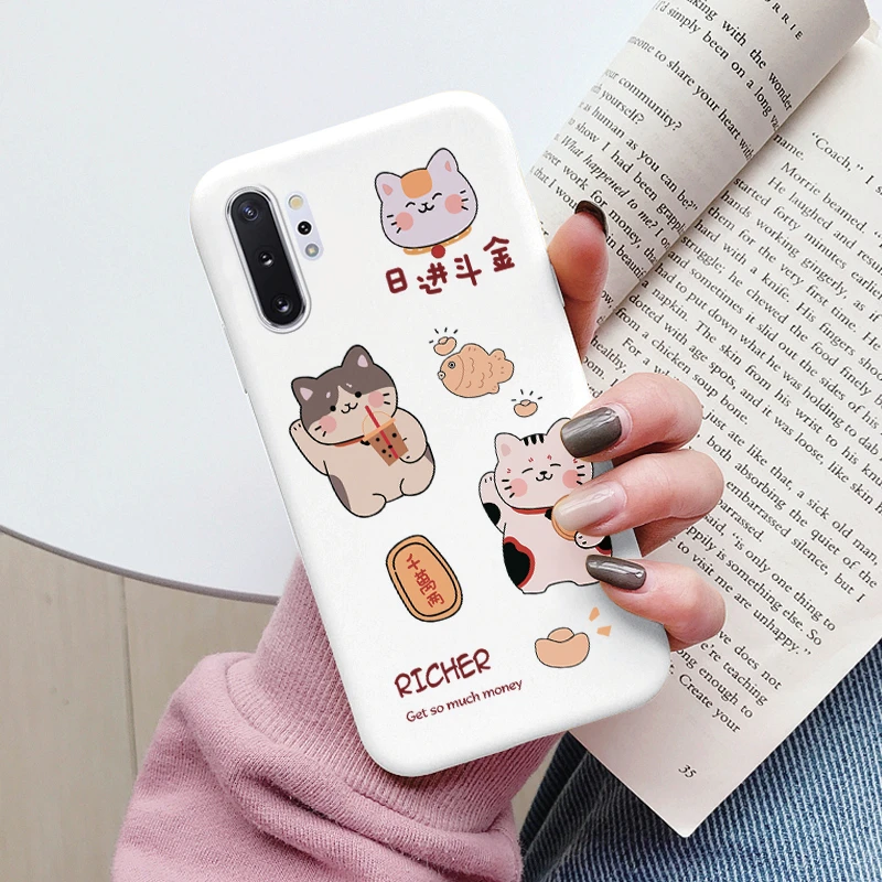 Charming Cartoons Heart Cat Soft TPU Shockproof Phone Case for Samsung Galaxy Note 10 Series