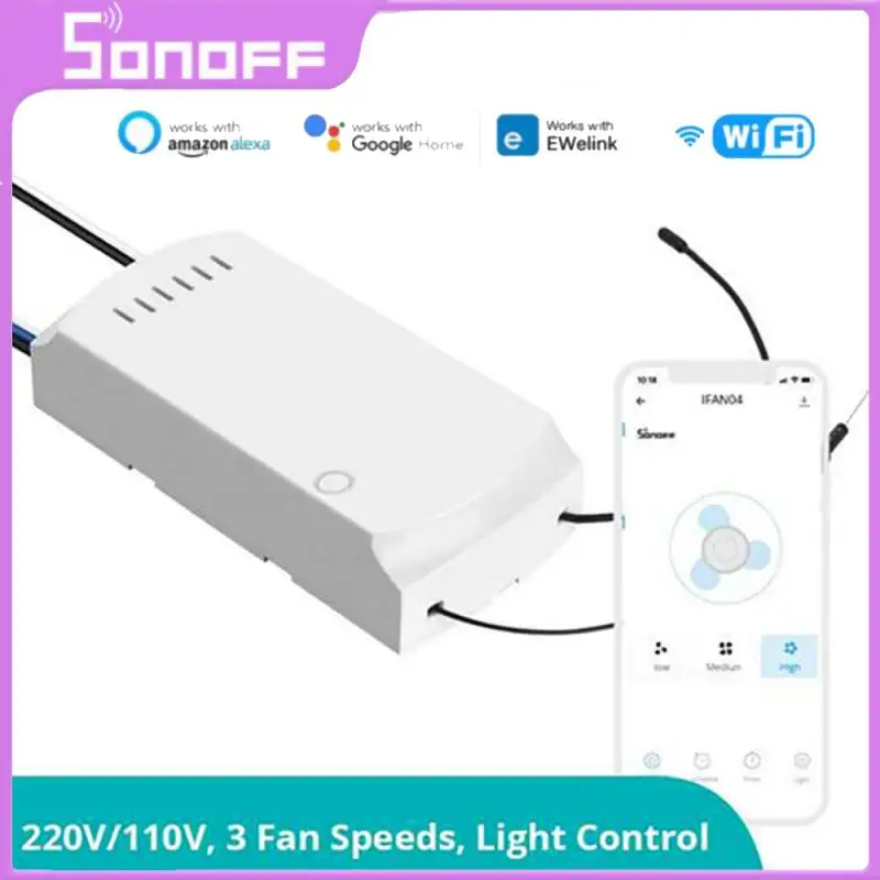 

SONOFF IFan04 WiFi Smart Fan Switch 220-240V Adjust Fan Light Controller Support Alexa eWelink Voice 433MHz RF Remote Control